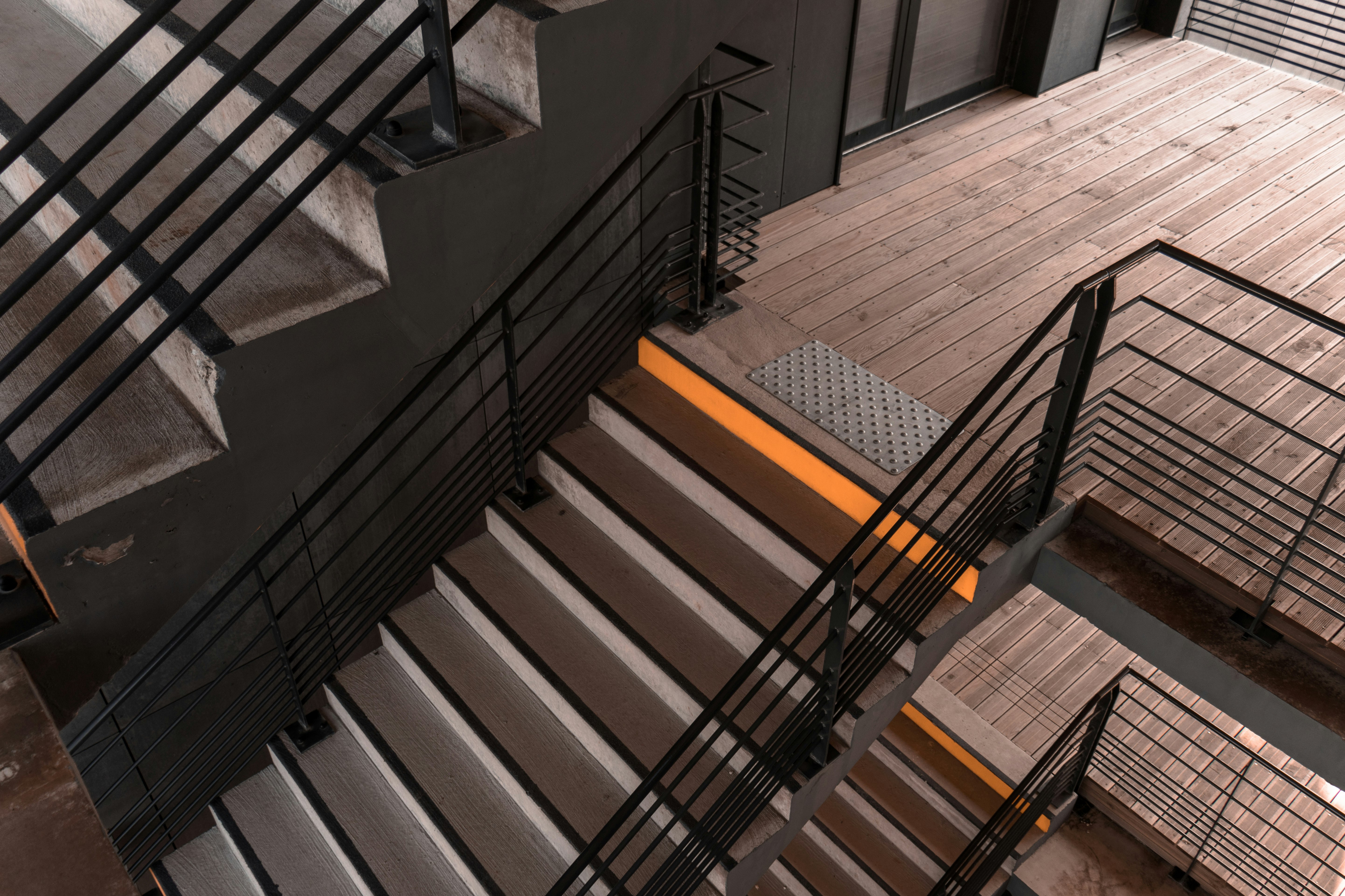 gray metal stair